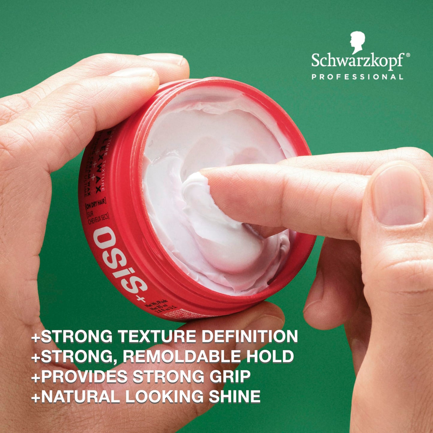 Back label of Schwarzkopf OSiS Flexwax showing genuine imported product ingredients
