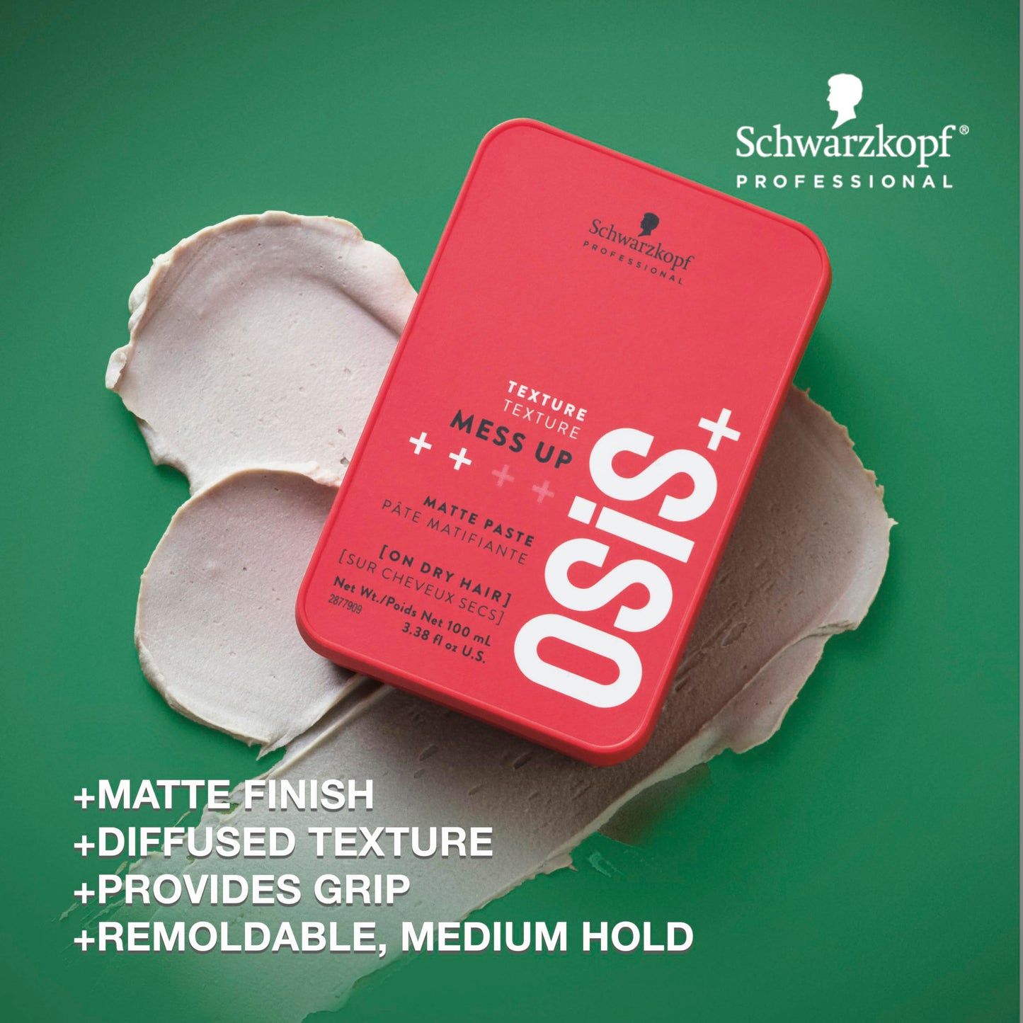 OSiS Plus Mess Up hair styling wax texture detail showcasing medium hold cream