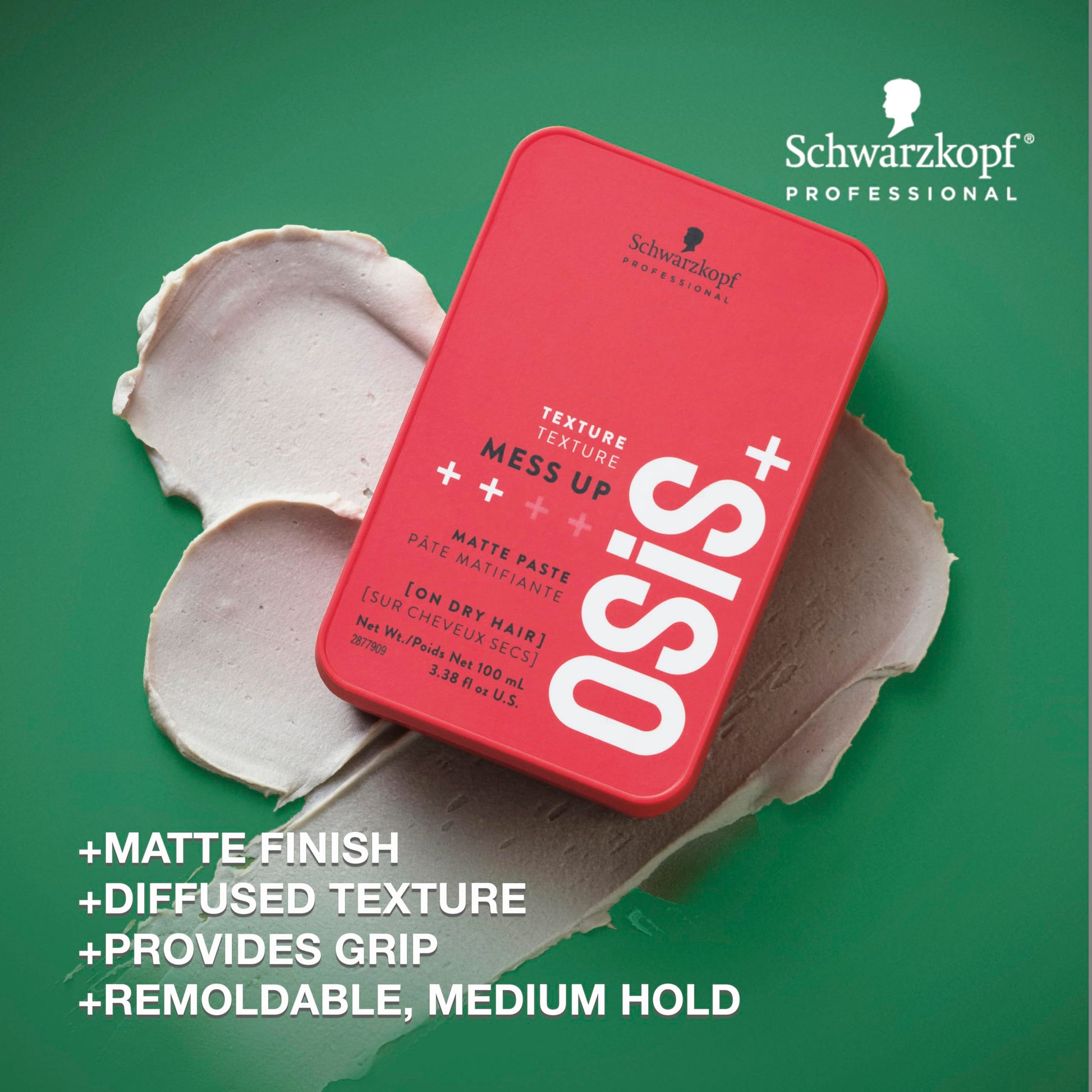 OSiS Plus Mess Up hair styling wax texture detail showcasing medium hold cream
