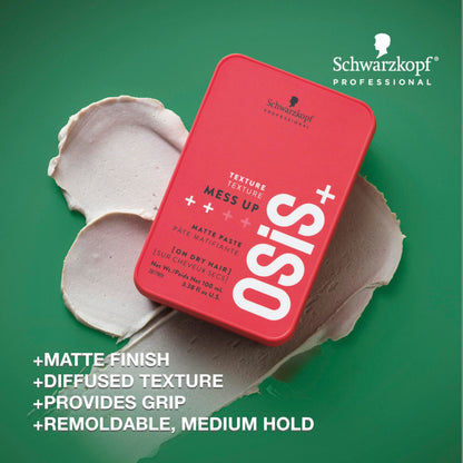 OSiS Plus Mess Up hair styling wax texture detail showcasing medium hold cream