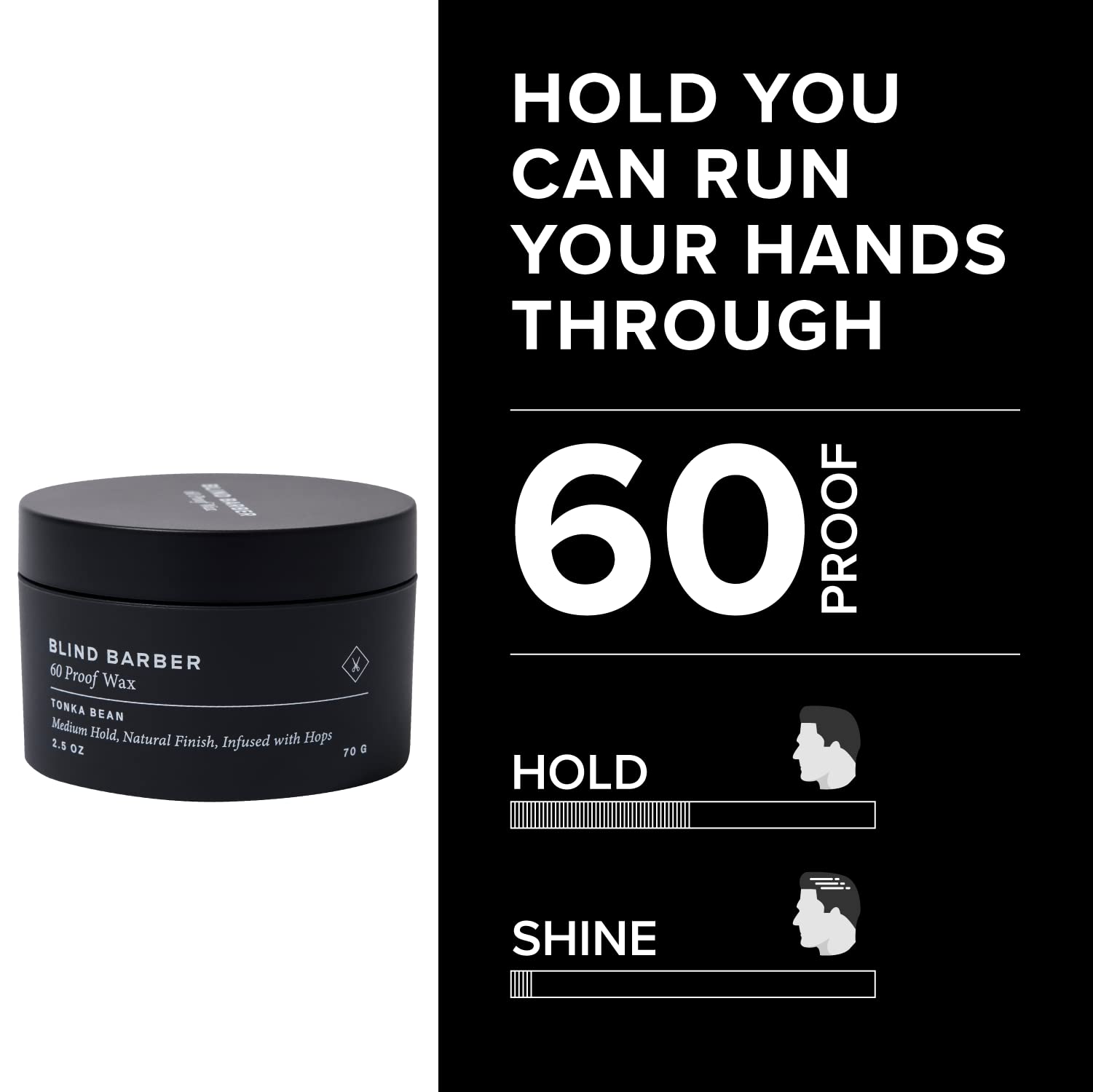 Blind Barber styling wax with volumizing hops extract packaging close up