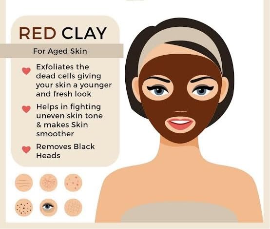 Natural red clay chunks for organic face mask treatment