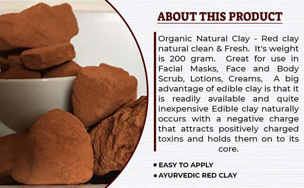 Homemedde91 raw red clay pieces in 200 gram packaging