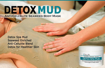 SResults seaweed body wrap mud jar showcasing ingredients for skin tightening