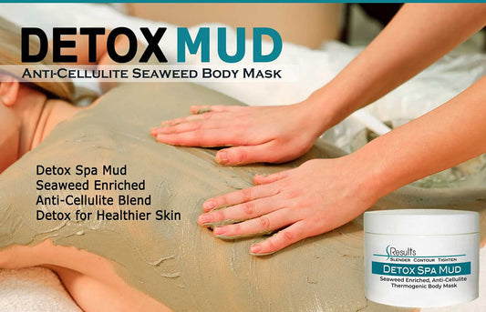 SResults seaweed body wrap mud jar showcasing ingredients for skin tightening