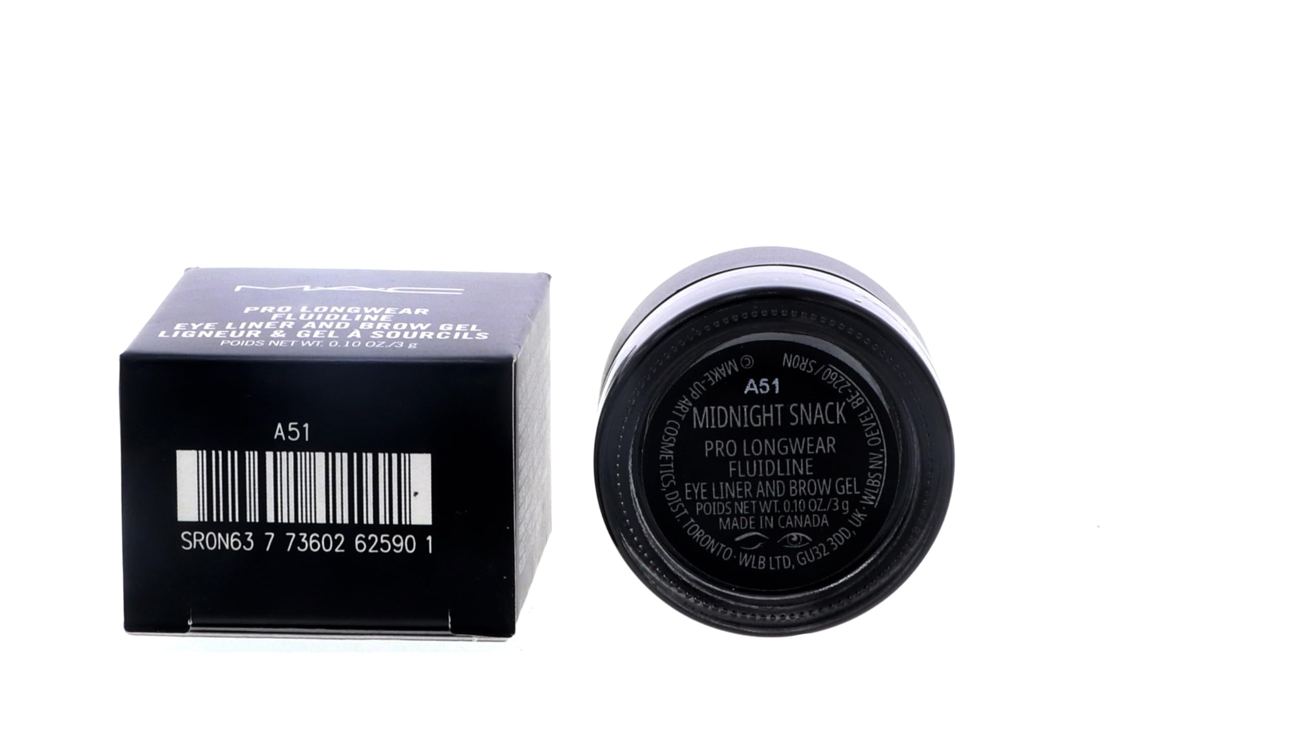 MAC Midnight Snack cool-toned gray gel eyeliner open packaging showing smooth formula texture
