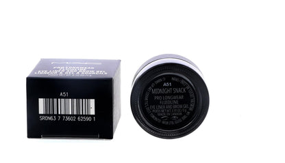 MAC Midnight Snack cool-toned gray gel eyeliner open packaging showing smooth formula texture