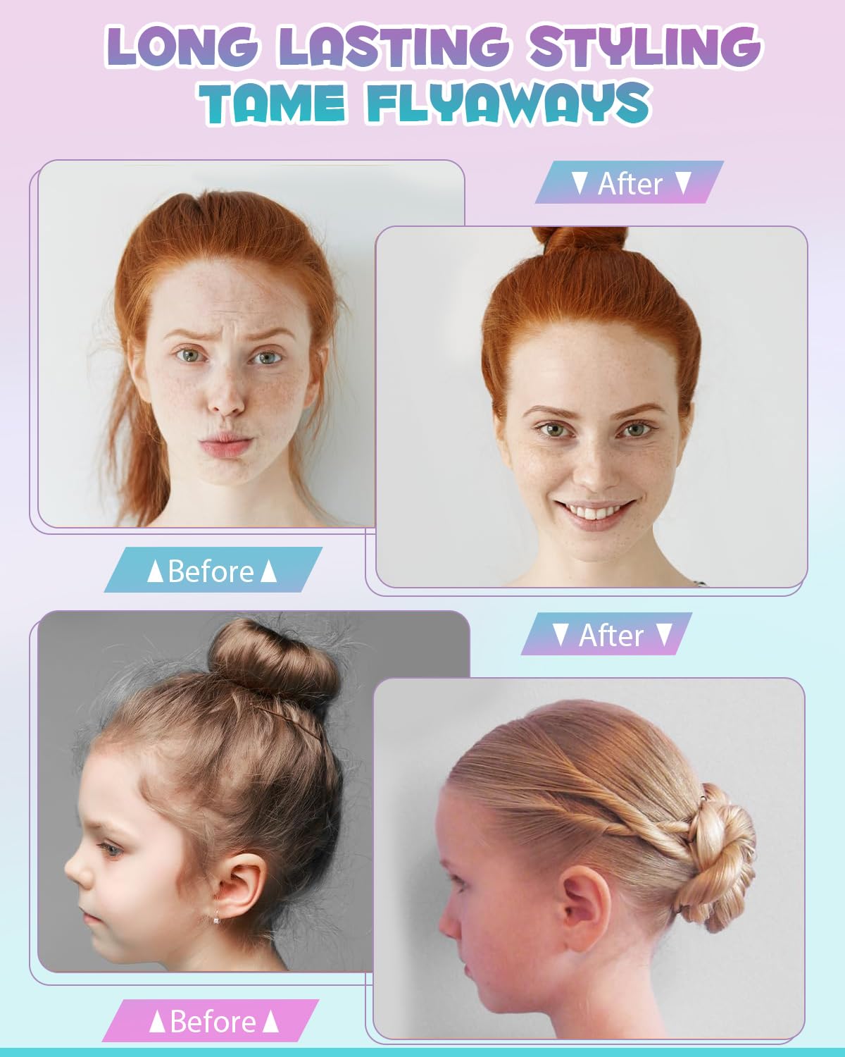 Side view of Samnyte Hair Slick Stick packaging highlighting product benefits and net weight details.