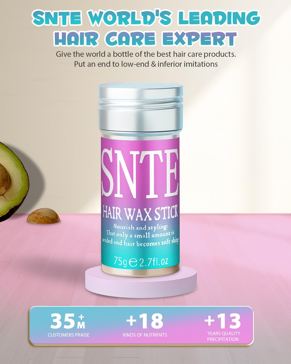 Samnyte Hair Tamer Stick packaging showing official ingredient safety guidelines and batch information.