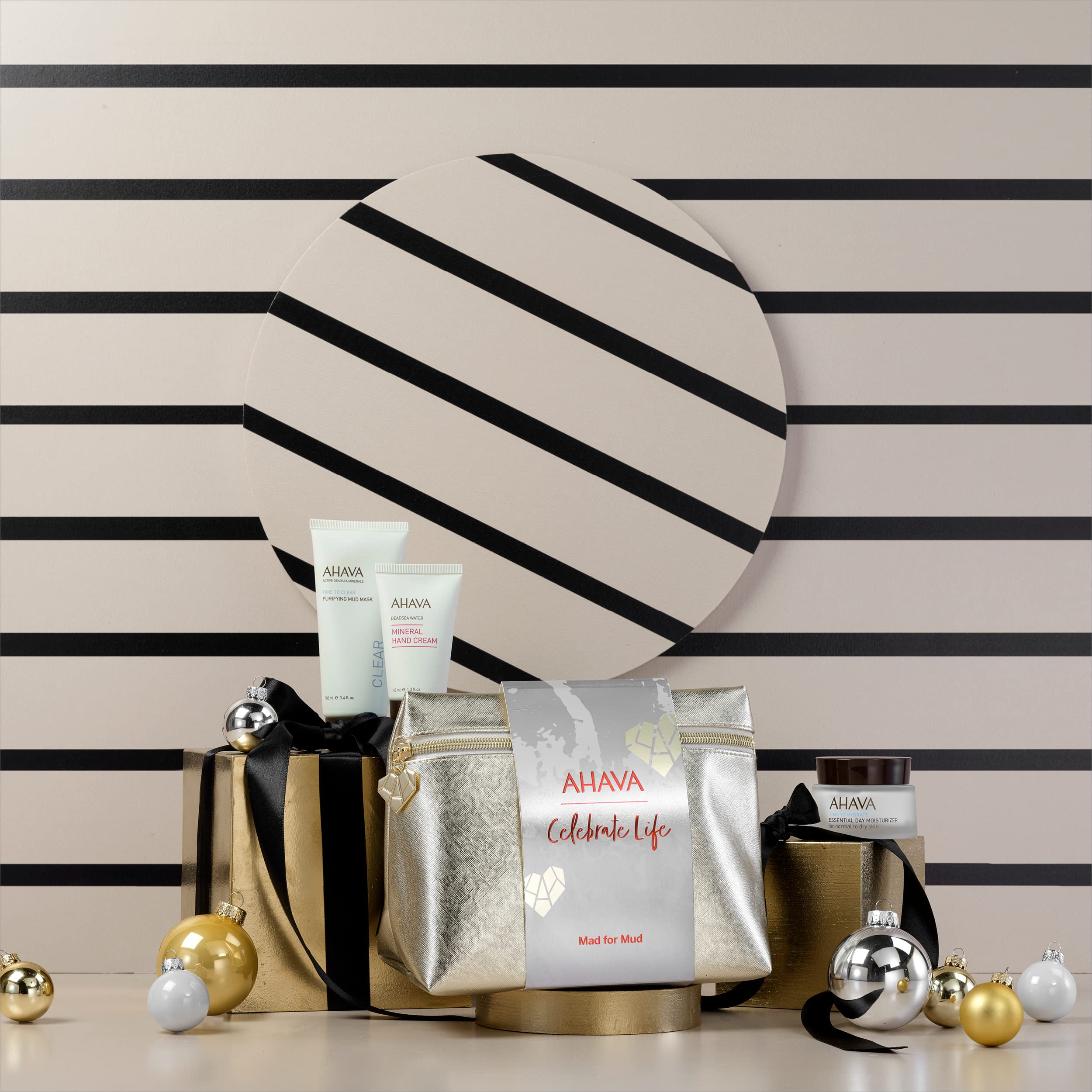 Premium AHAVA skincare collection components detailed display on clean background