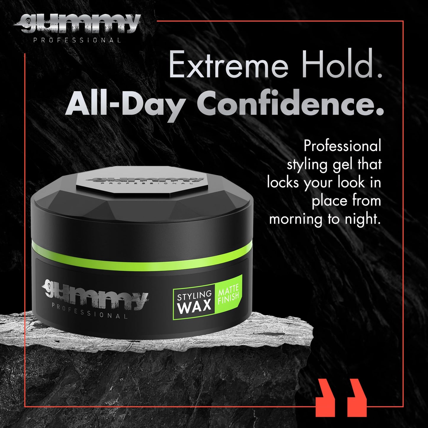 Strong hold matte finish hair wax container displaying the authentic keratin styling wax details.