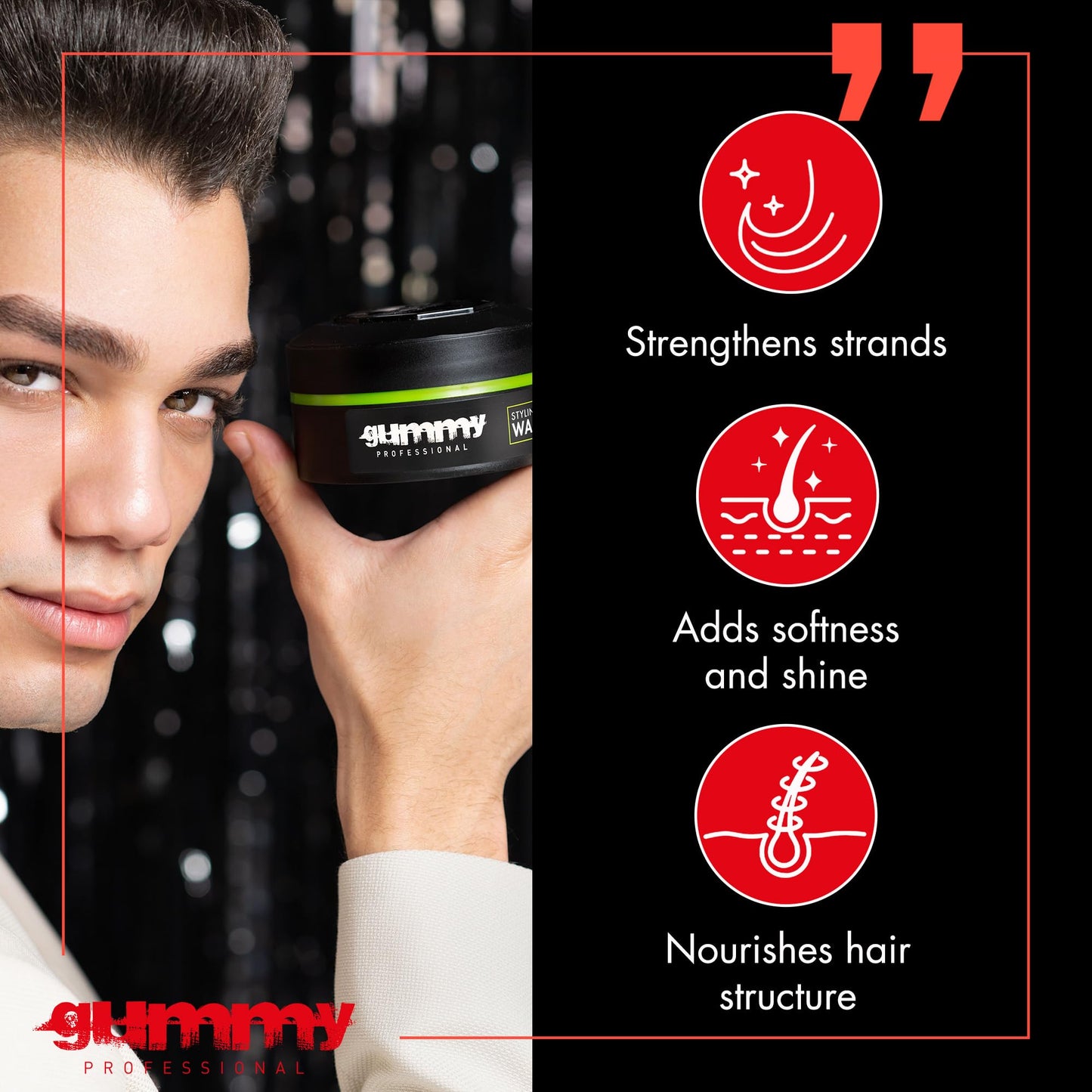 Open jar of Gummy professional grooming hair product showing the smooth texturizing cream texture.