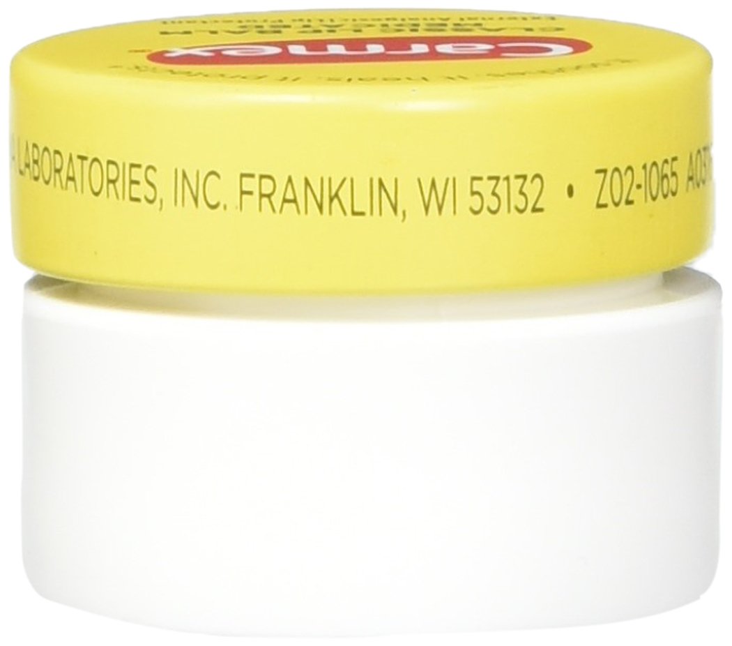Carmex Classic Lip Balm 0.25 Ounce Jar packaging details and active ingredients