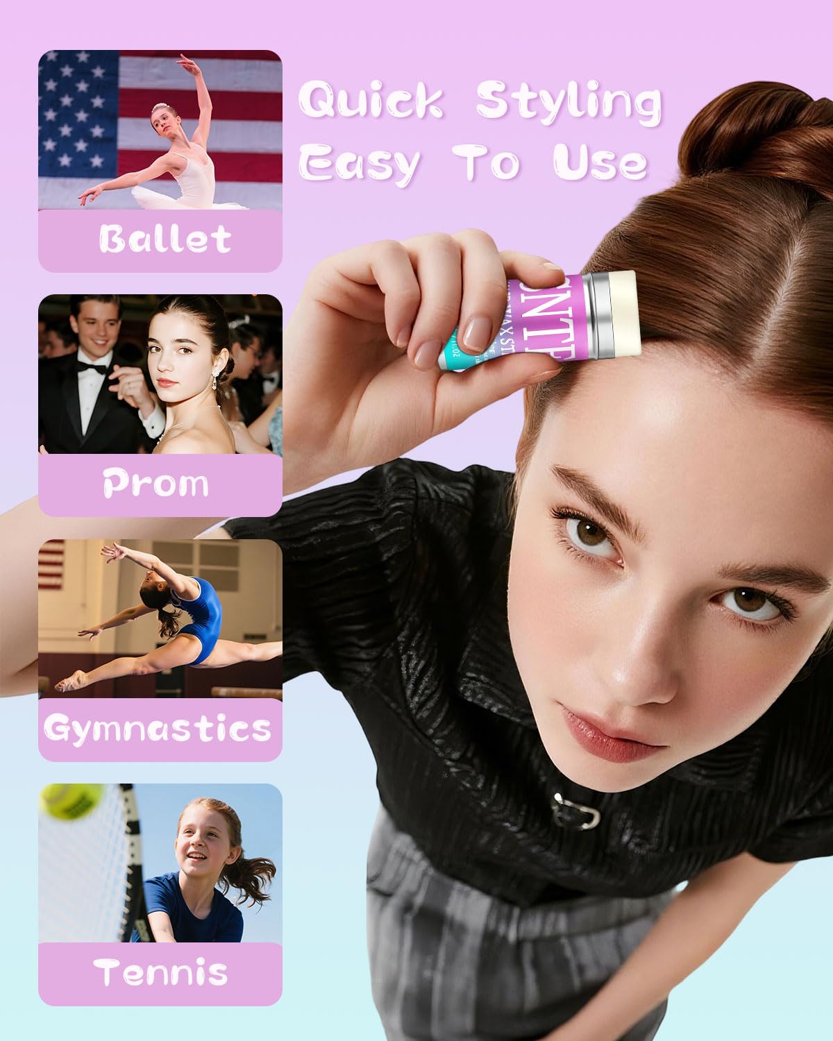 Non greasy hair slick stick for straight and curly textures