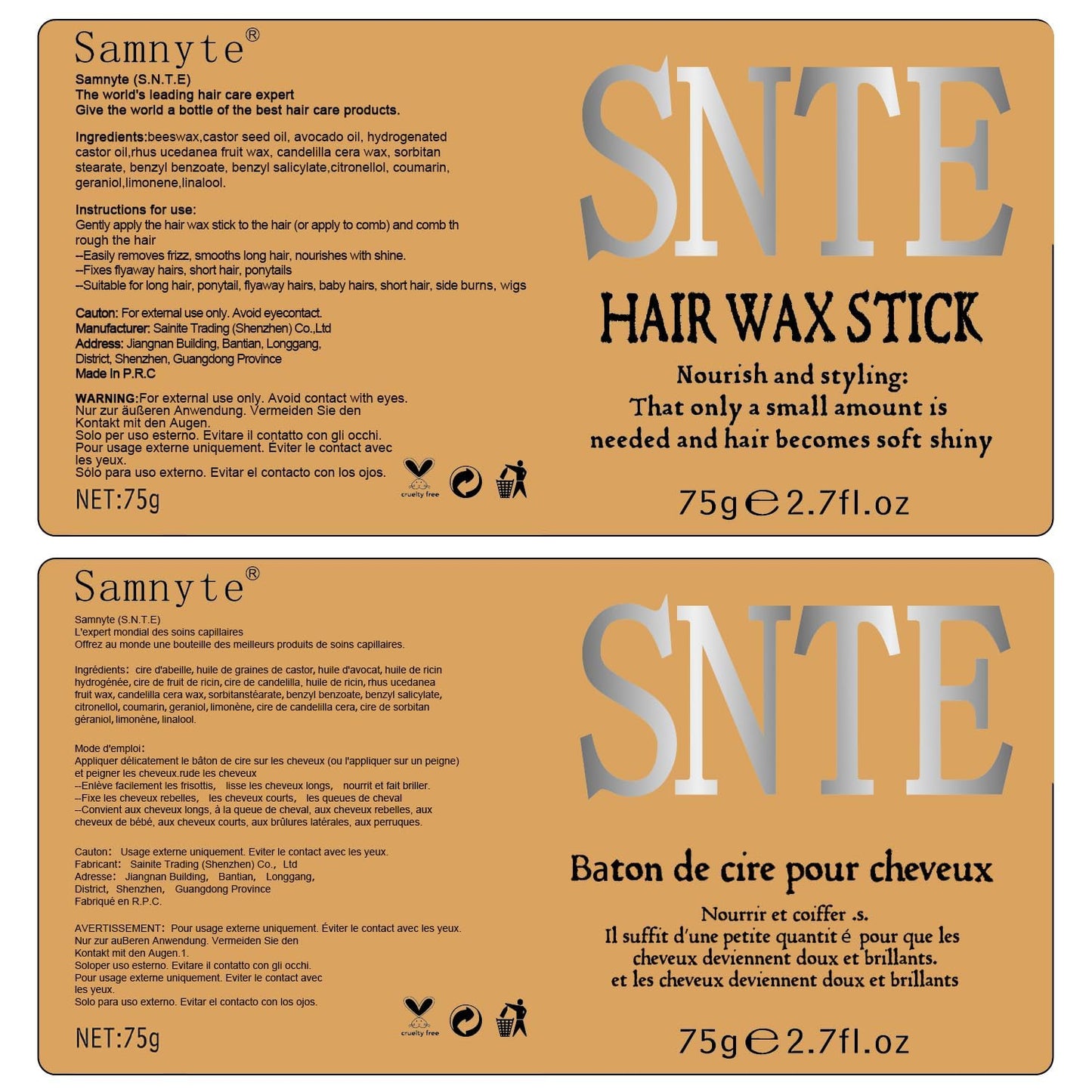 Samnyte Hair Wax Stick demonstration on frizzy hair before and after