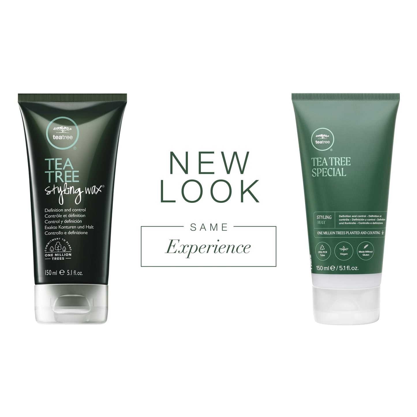 Tea Tree flexible hold hair wax packaging showing ingredients