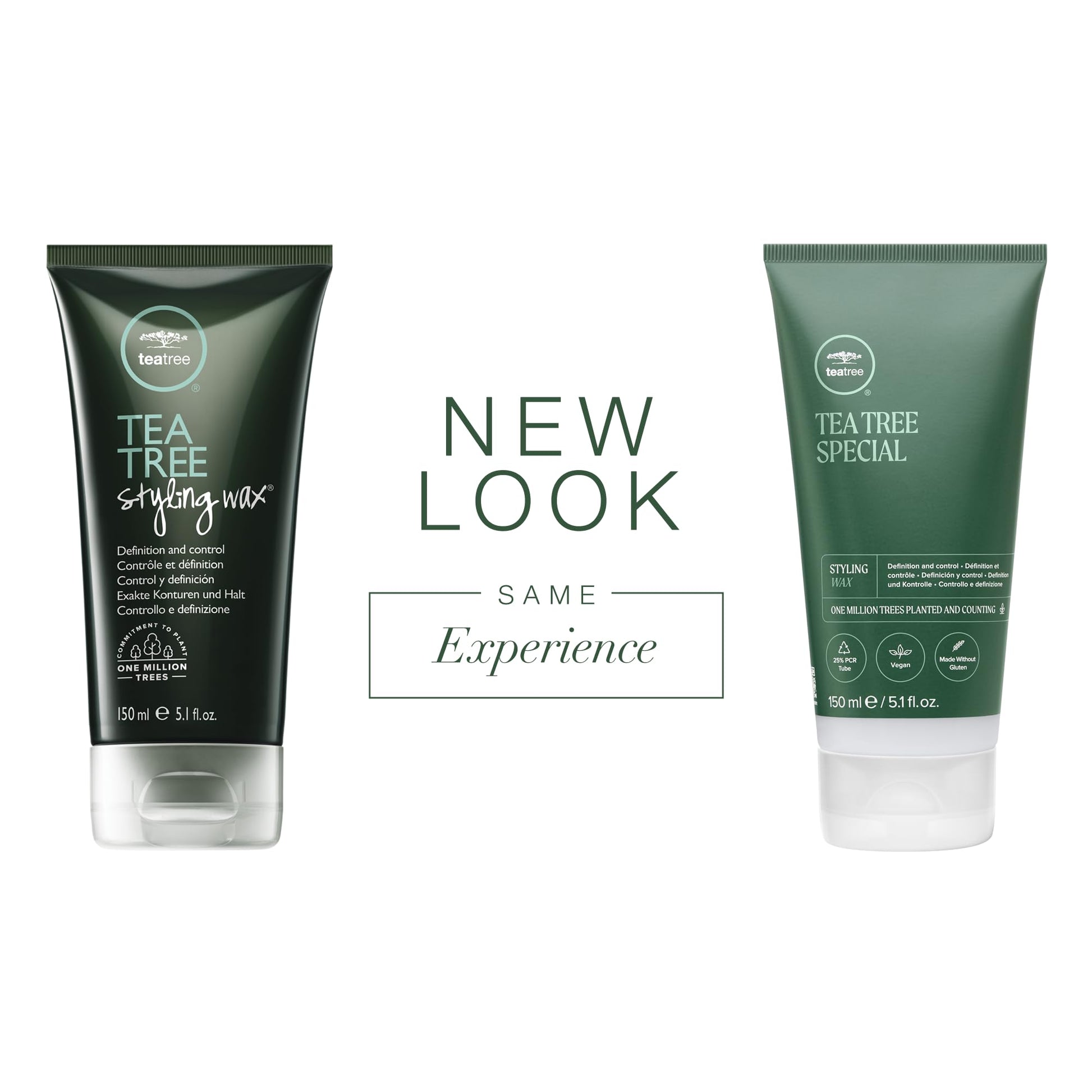 Tea Tree flexible hold hair wax packaging showing ingredients