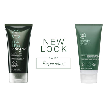 Tea Tree flexible hold hair wax packaging showing ingredients