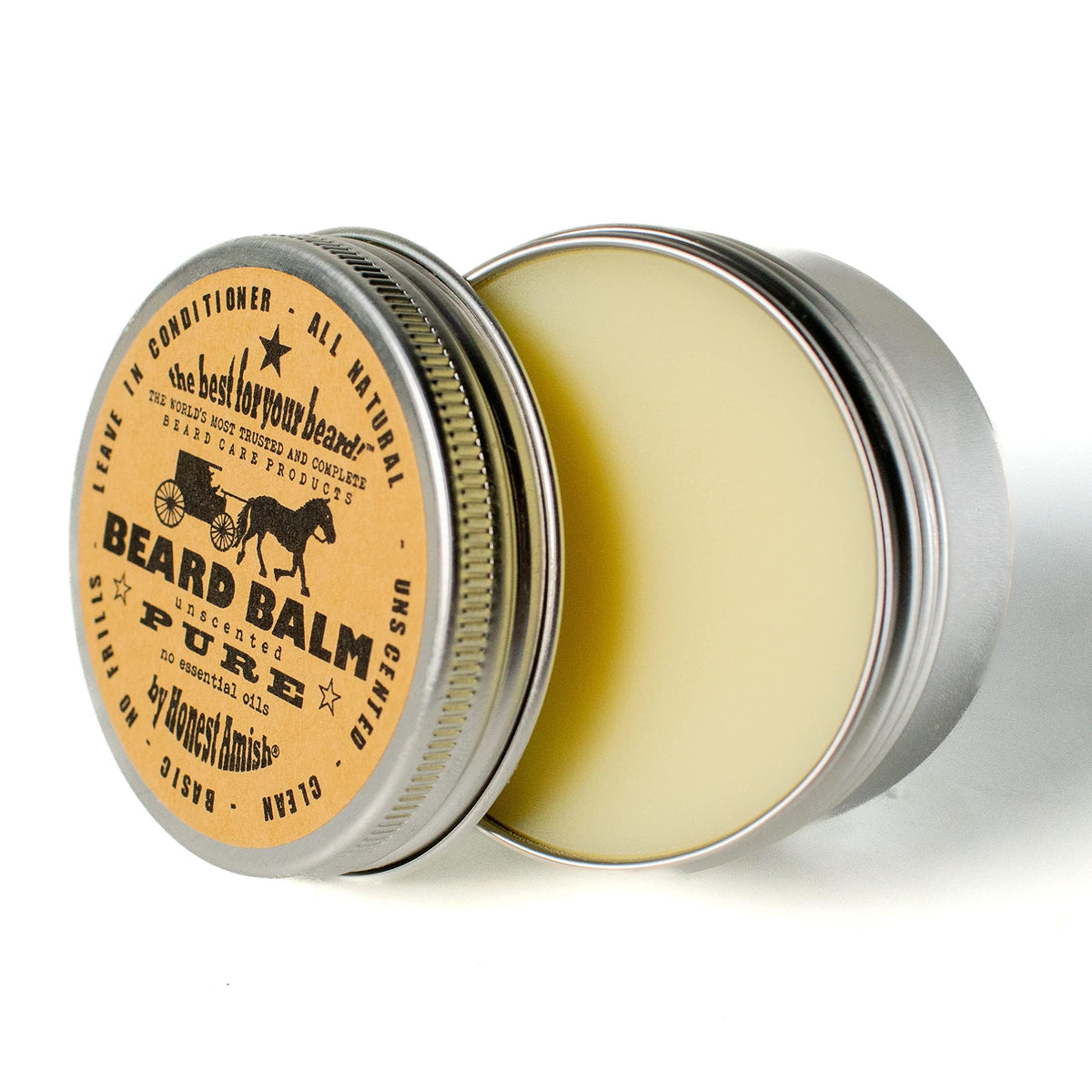 Premium organic USA imported beard softening balm container for authentic mens grooming routines.