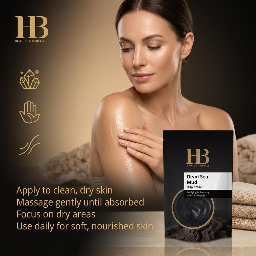 H And B Dead Sea Mud Spa packaging close up showing product text and mineral details.