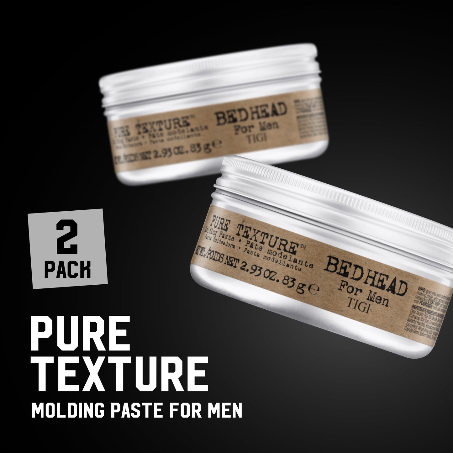 Authentic TIGI men hair styling paste jar showing directions for matte finish