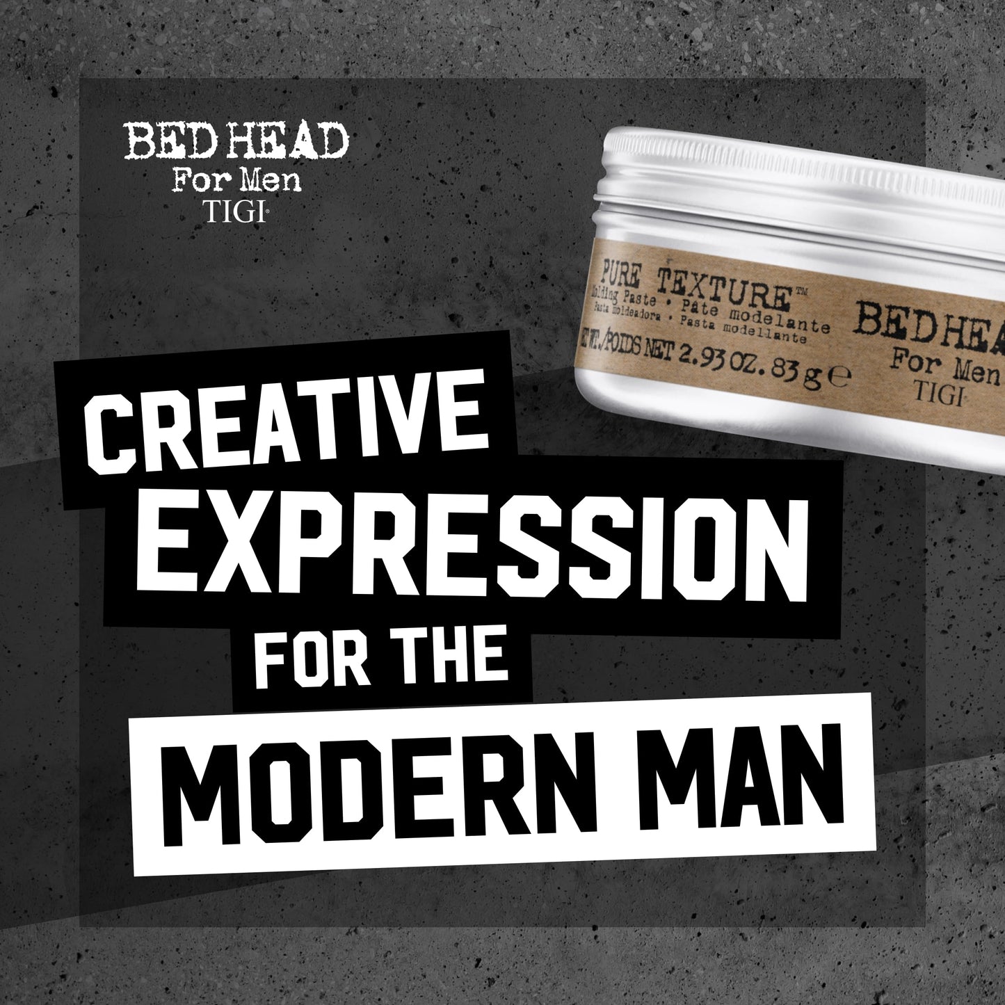 TIGI hair molding paste dual pack showing ingredients and manufacturing details