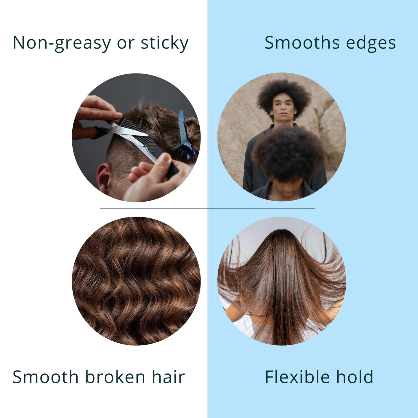 Water based hair wax container with chewing gum scent for texture control.