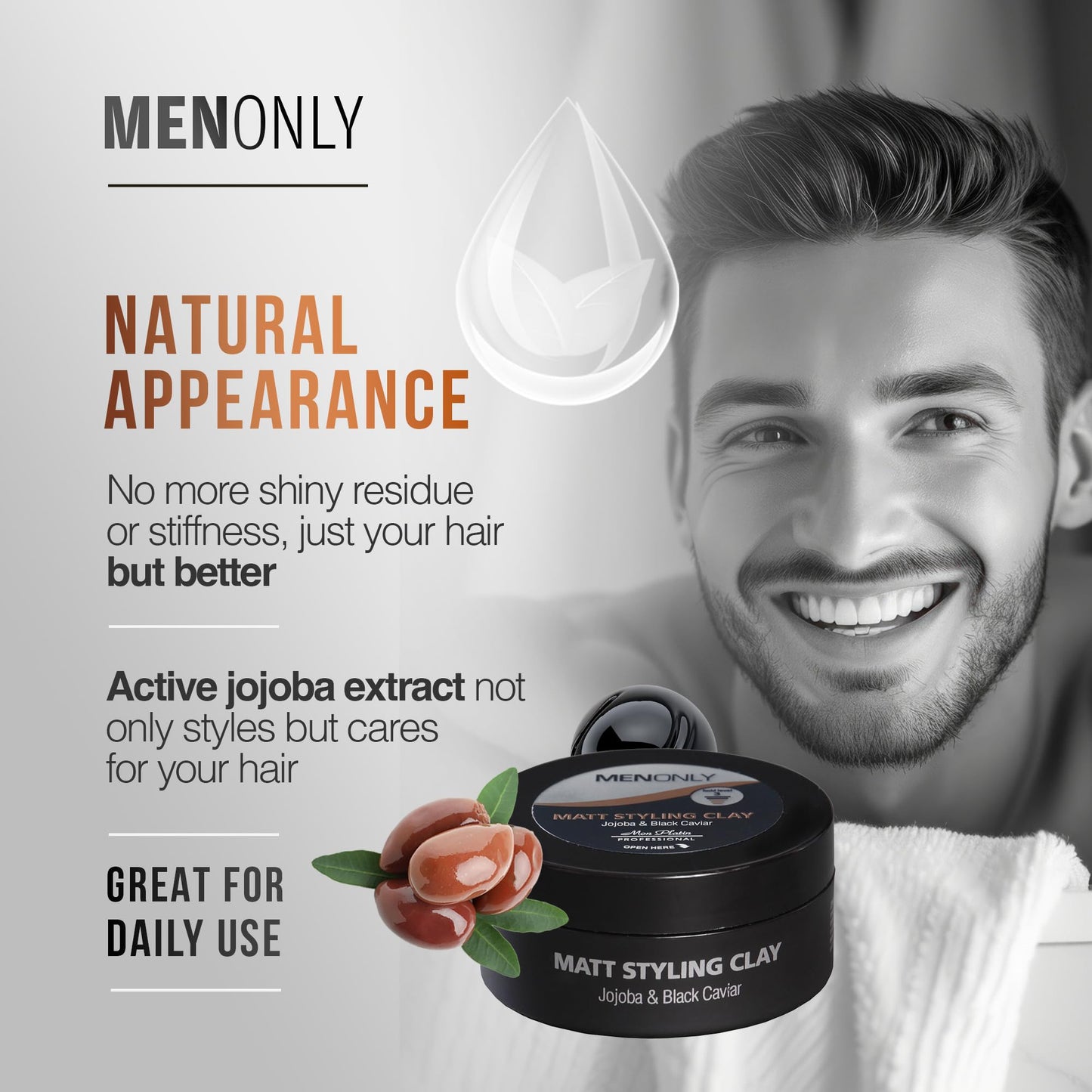 Premium men hair wax for high shine gloss and firm all day hold styling