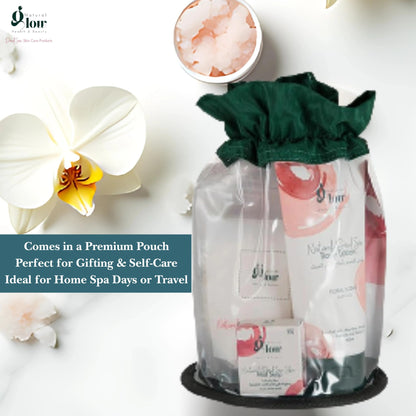 Natural Glow skincare set mineral ingredients display