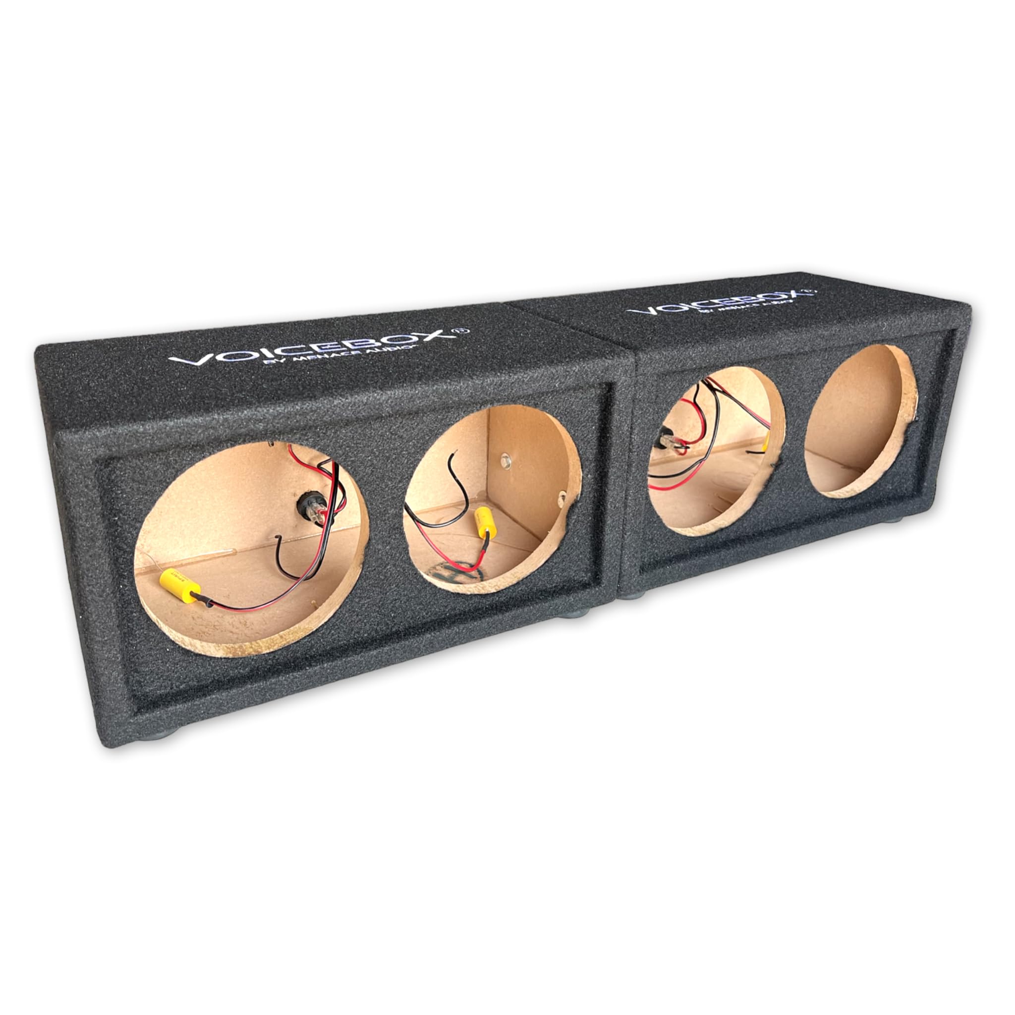 Menace Audio Voicebox rear panel showcasing the dual push in terminals and Speakon connection options