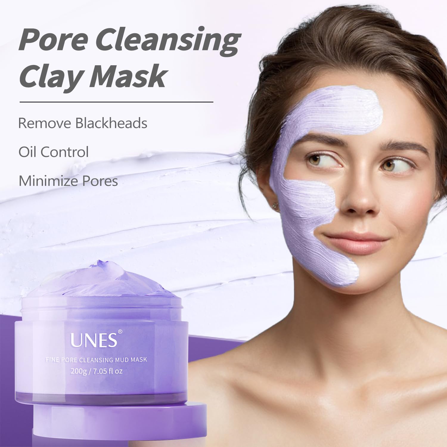 Unes Rosemary Pore Clay Mud Mask showing jar and texture