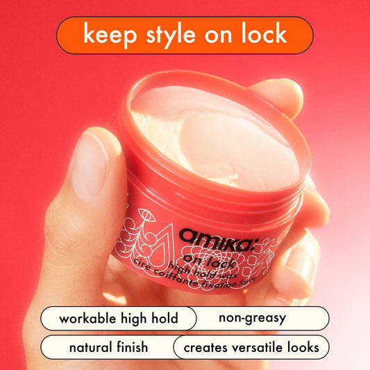 Amika workable styling wax jar showing authentic imported packaging details