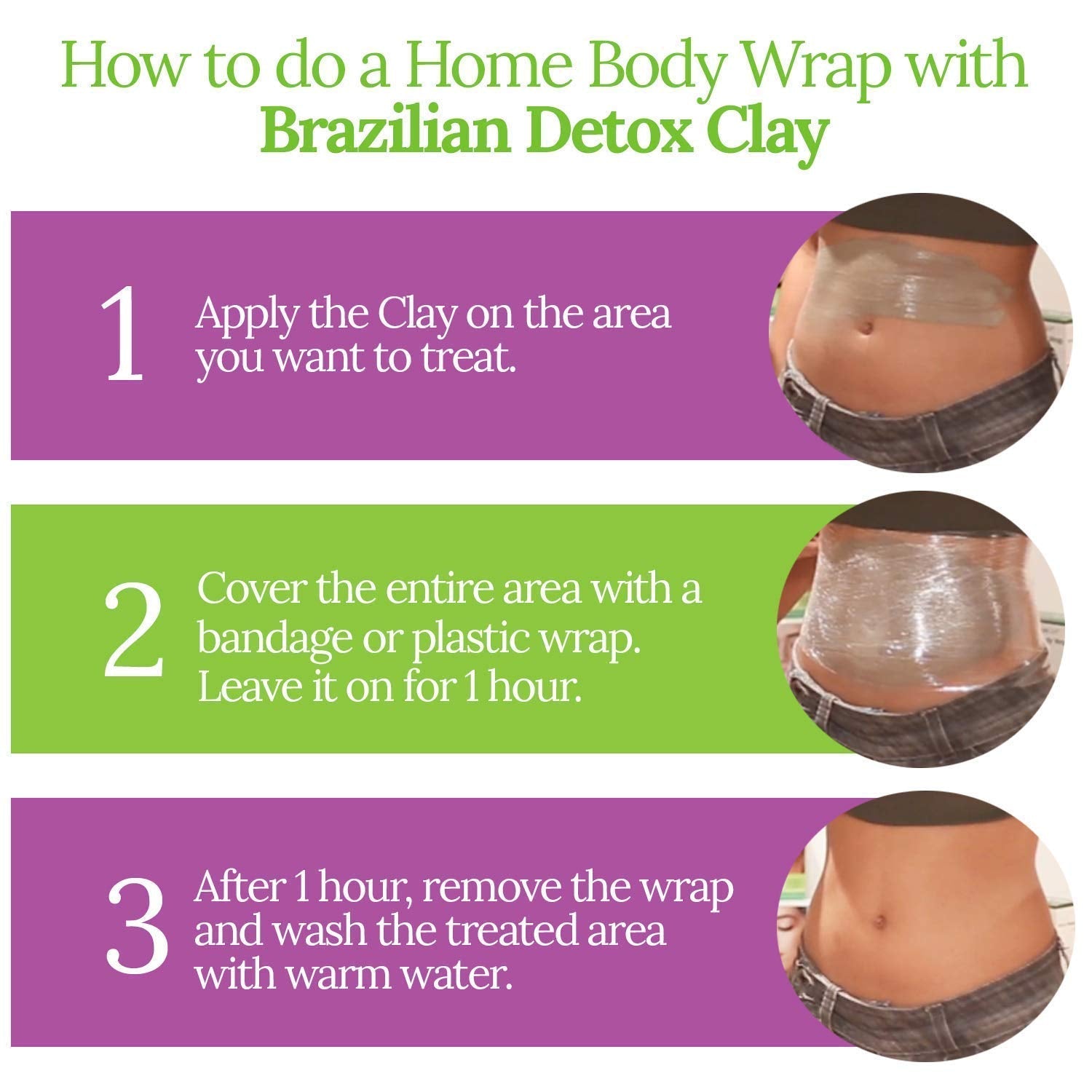 Model applying Brazilian Belle detox clay for body wrap treatment
