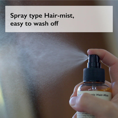 Lazy Society Argan oil hair tonic bottle showing natural setting oil benefits.