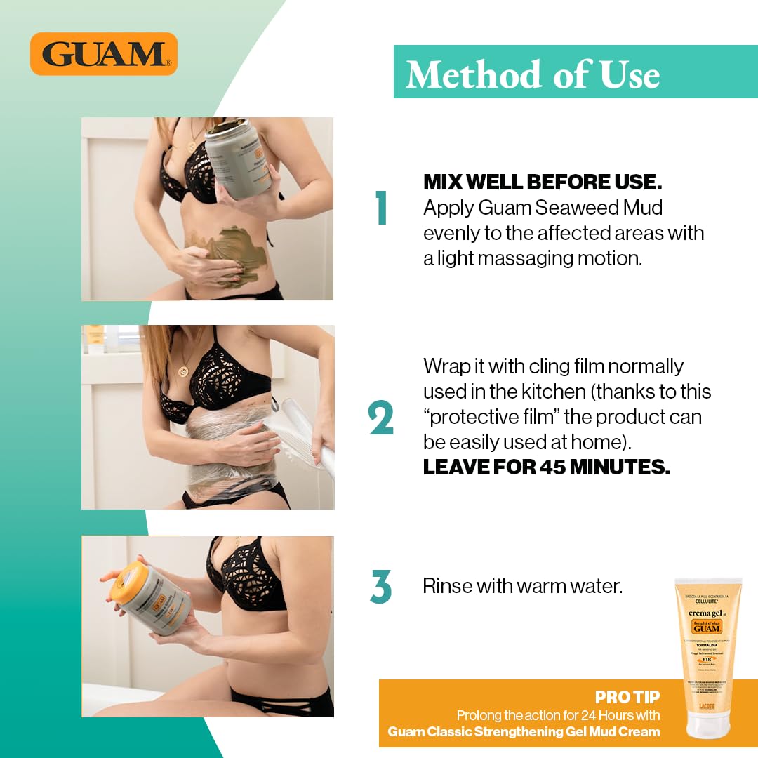 Diagram showing Guam seaweed mud application process