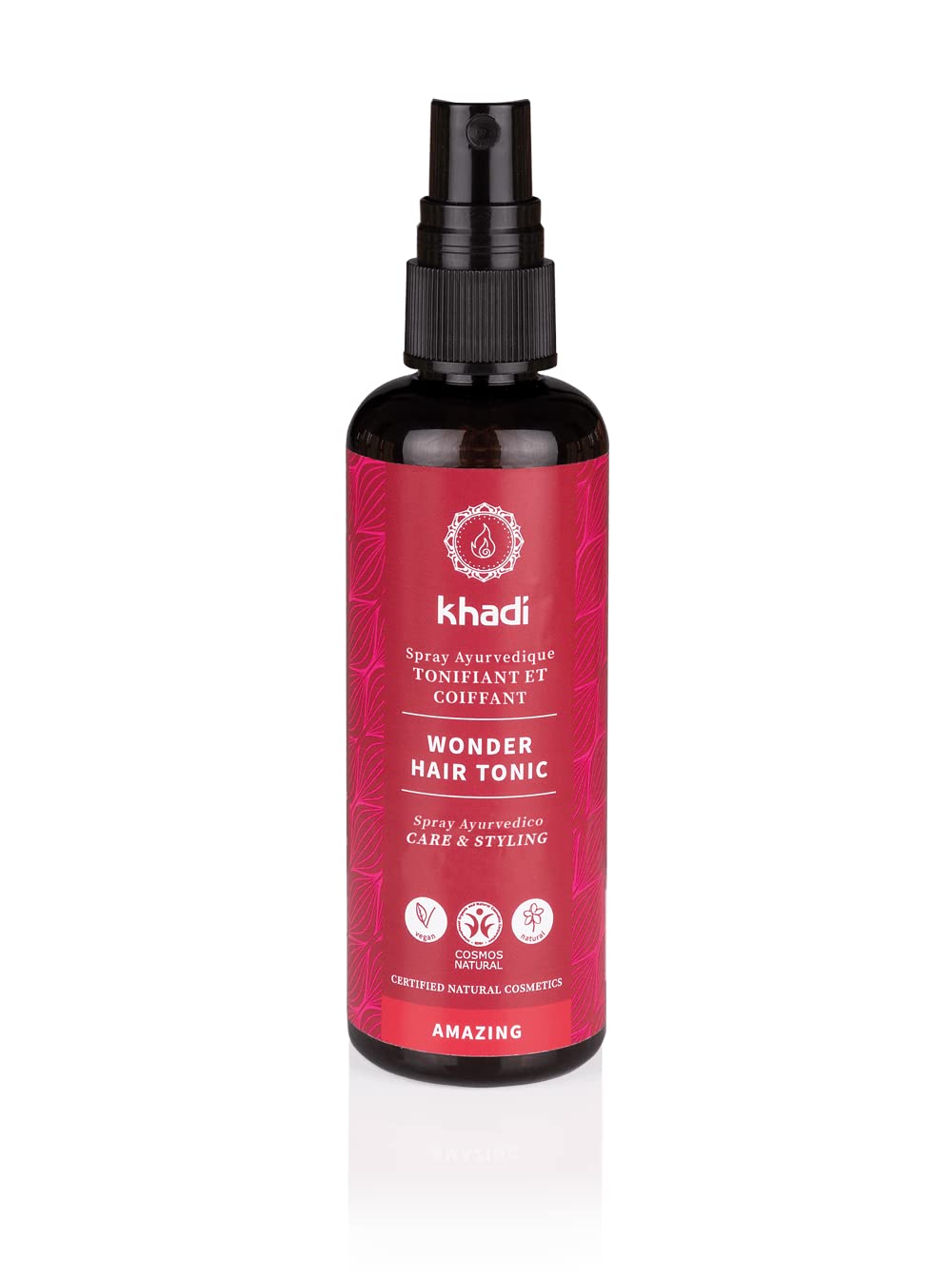 Khadi Ayurvedic Hair Tonic spray nozzle detail for root application.