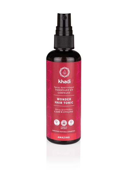 Khadi Ayurvedic Hair Tonic spray nozzle detail for root application.