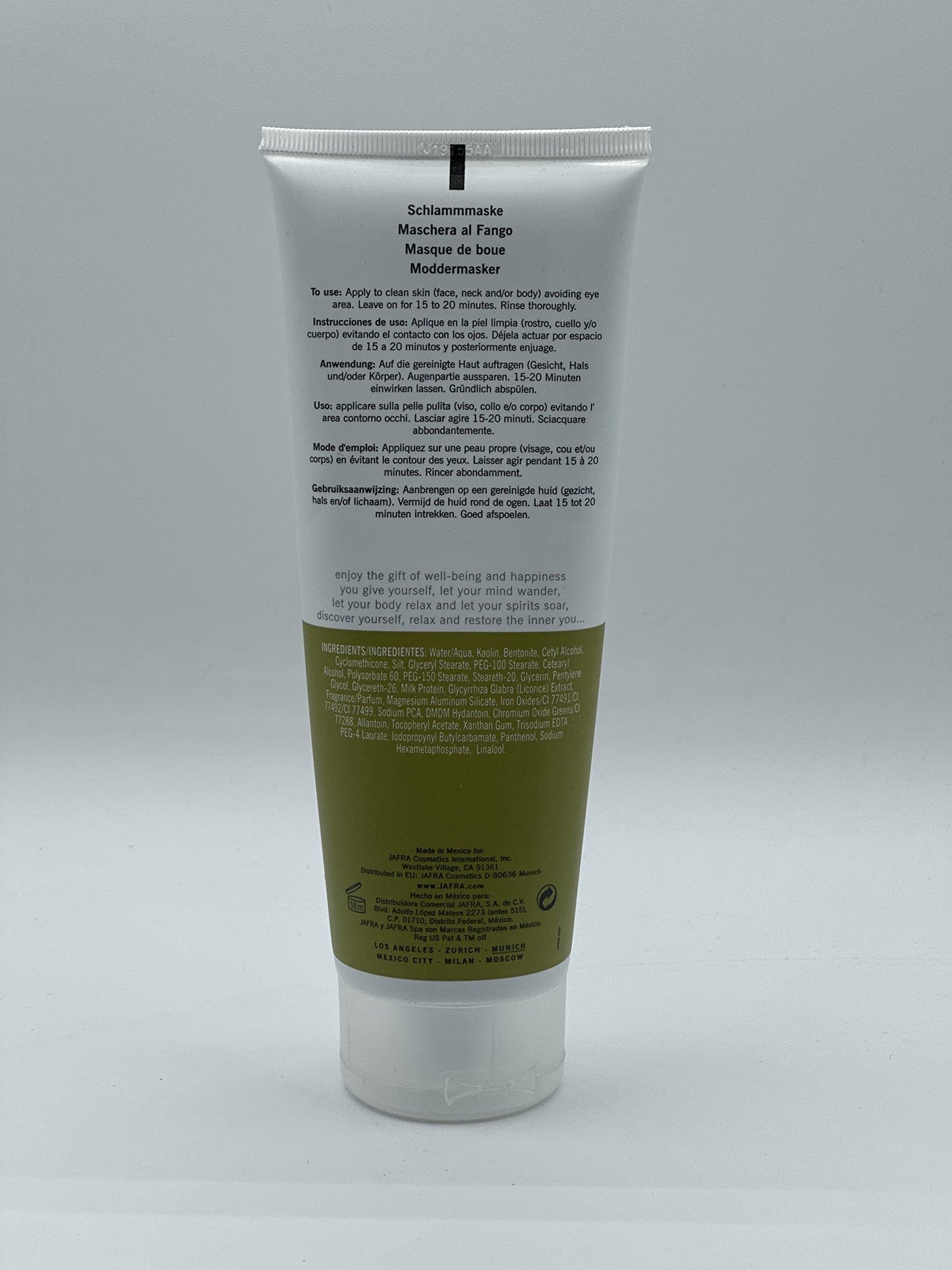 Jafra imported body and facial clay mask clarifying treatment cream texture.