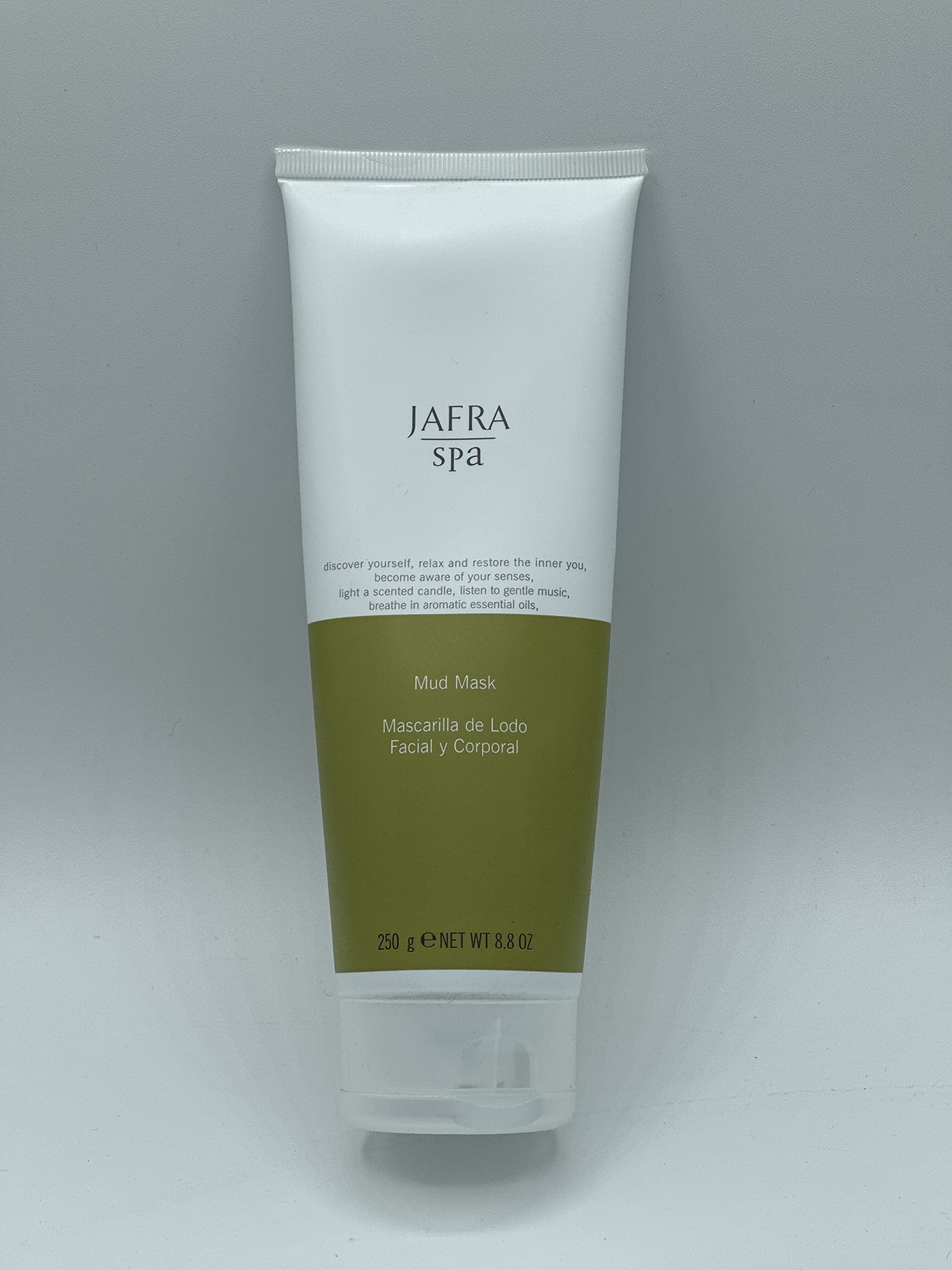 USA sourced Jafra mineral rich mud mask packaging showing back ingredients.