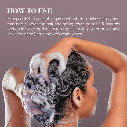 Applying Saphira Mineral DeFrizz hair mask on hair