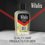 Vitalis grooming tonic for men with V7 formula for scalp conditioning packaging details