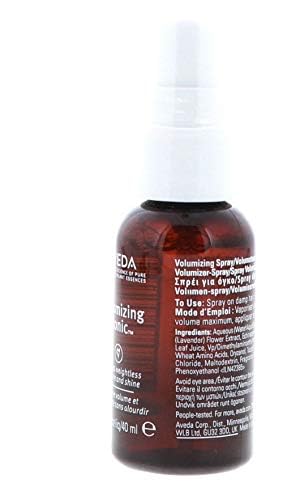 Back label of imported Aveda hair tonic showing clean beauty ingredients