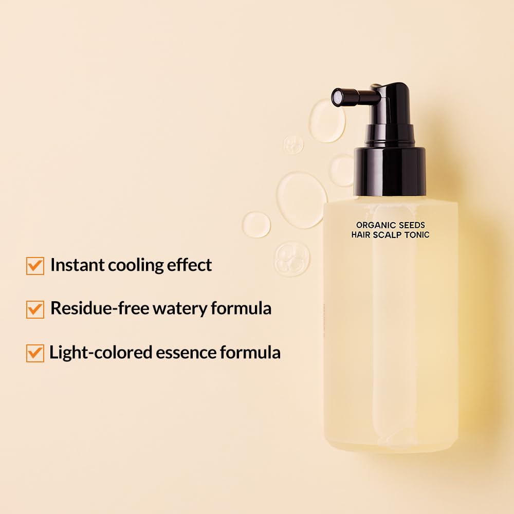 Close up of the precision spray nozzle on the Whamisa cooling scalp tonic for anti dandruff and root stimulation.