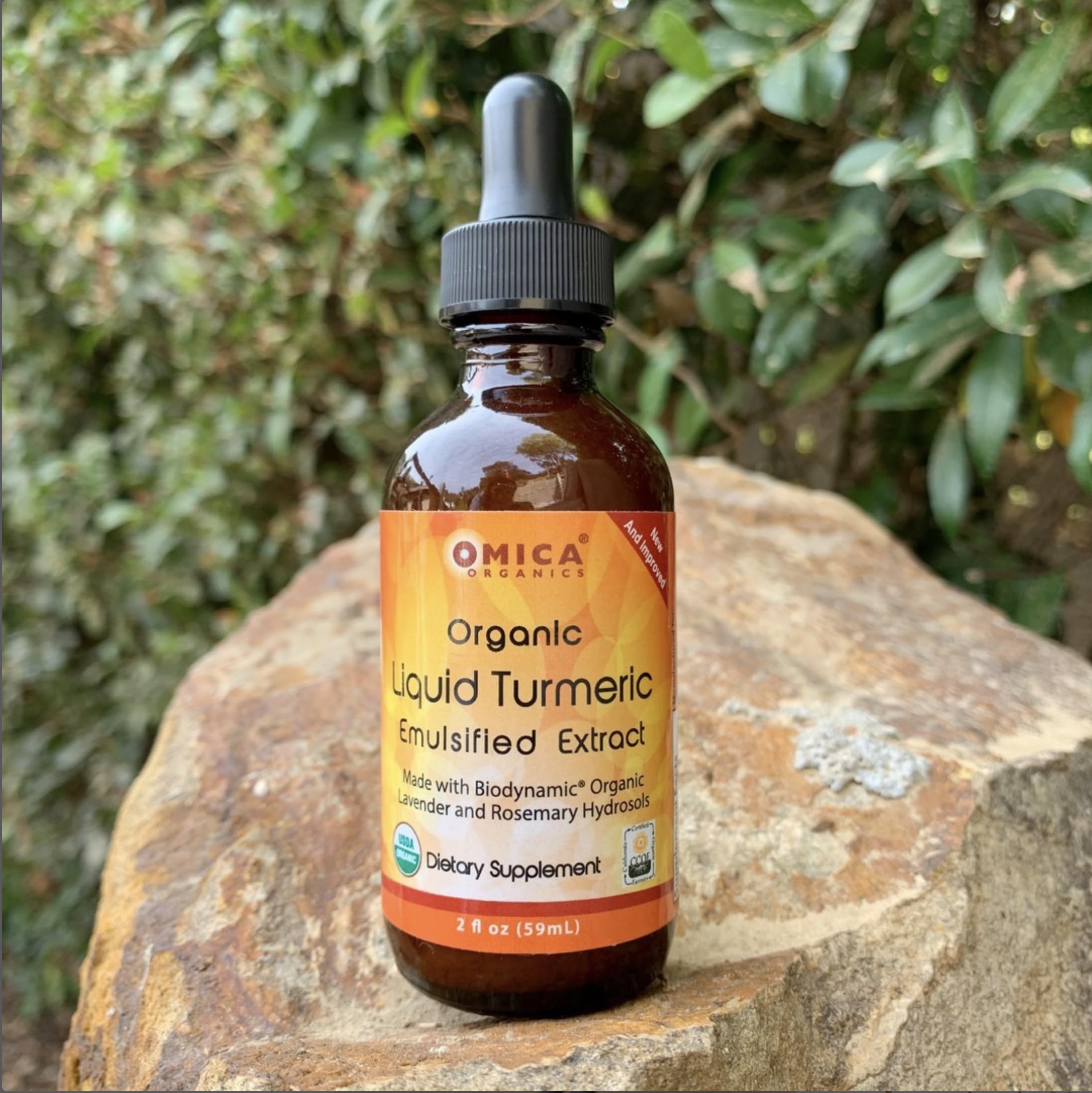 Imported USA organic liquid turmeric dietary supplement formula for enhanced bioavailability.