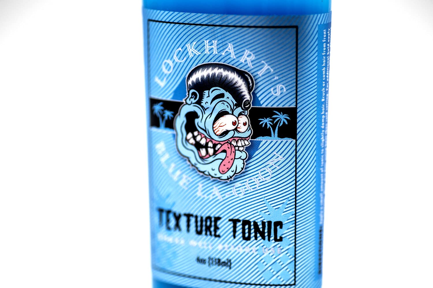 Lockhart's Blue LaGoon grooming spray bottle displaying the high performance texture styling liquid
