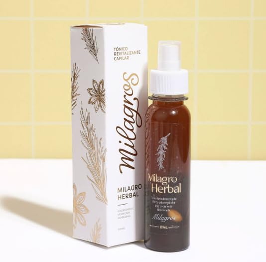 Milagros rosemary and eucalyptus hair tonic back label showing active herbal ingredients