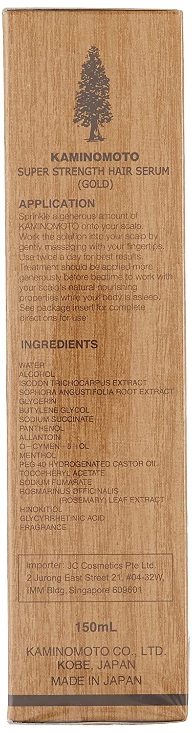 Authentic Japanese hair thinning treatment bottle showing active ingredients and packaging details