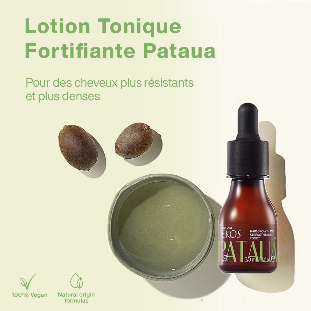 Natura Ekos Pataua scalp strengthening lotion packaging highlighting the pure Amazonian oil ingredient.