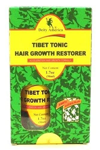 Close up of the imported plant based hair growth system packaging highlighting authentic Tibetan herbal ingredients.