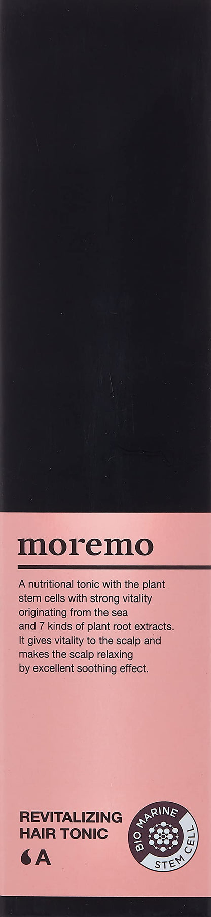 MOREMO K-beauty scalp relaxing tonic bottle with plant stem cell callouts